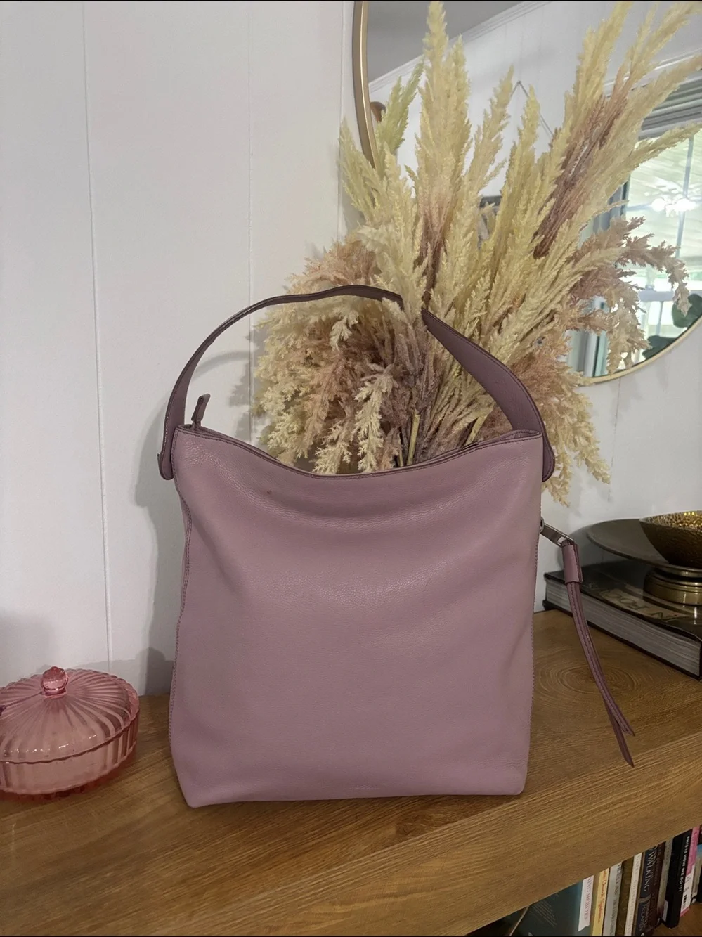 Fossil  Maya Leather Hobo Shoulder Bag in Dusty Pink